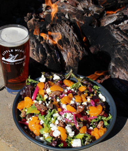  Image featuring winter beet salad with a glass of IPA from Little Miami Brewing Company.