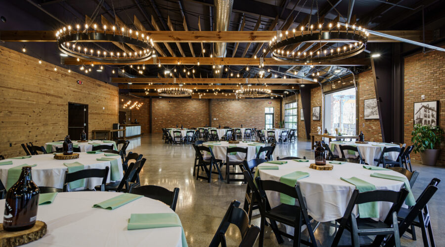 Seating area of Little Miami Event Center is decorated for the event