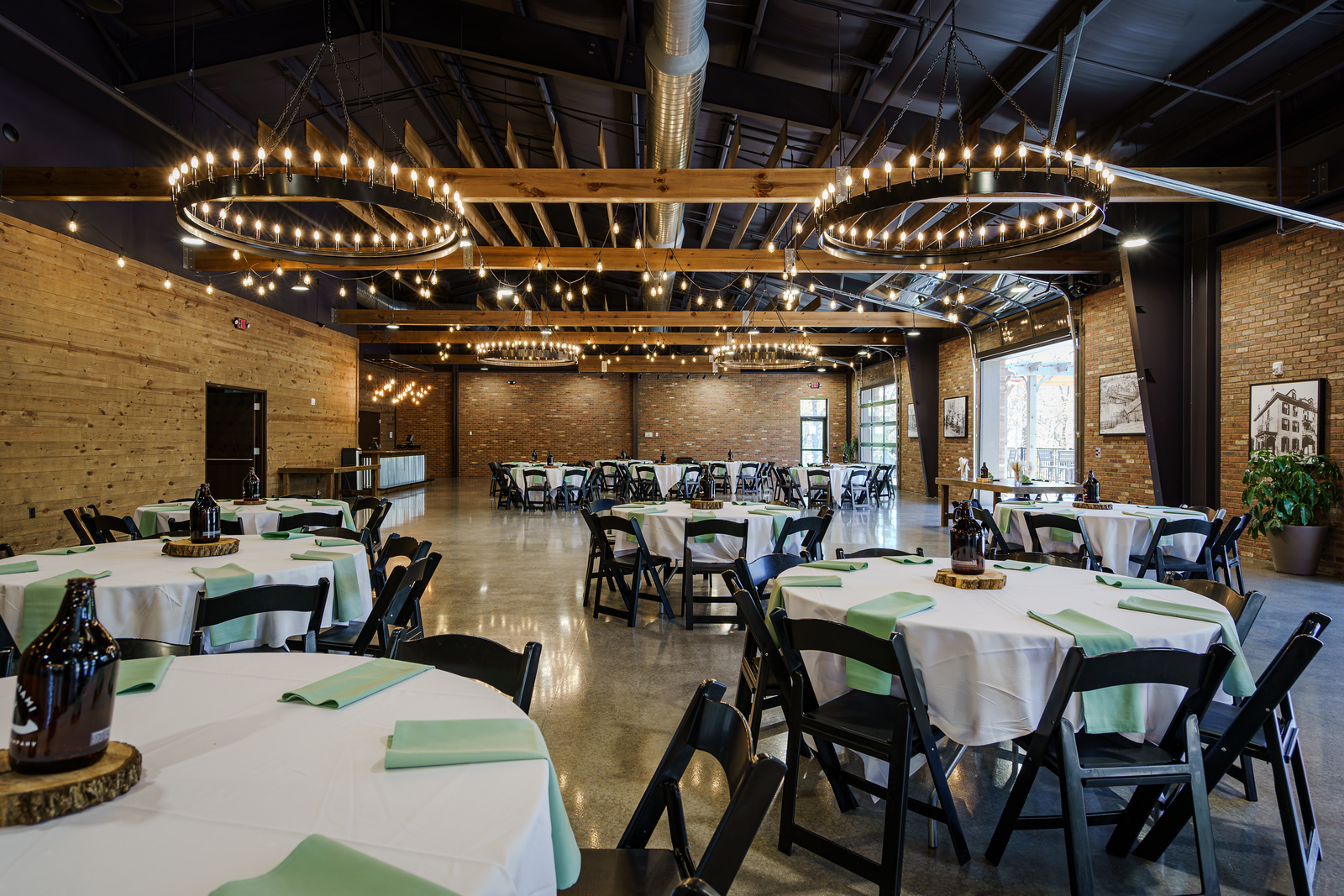 Seating area of Little Miami Event Center is decorated for the event