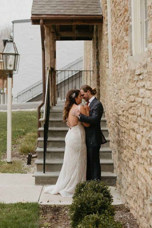 A couple on their wedding day celebrating at little miami event center.