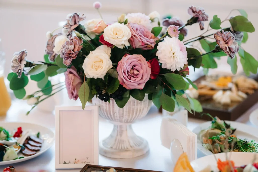 Elegant floral arrangements featuring pastel roses