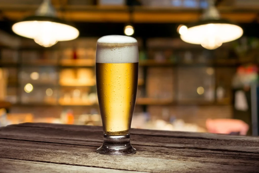 A tall glass of beer